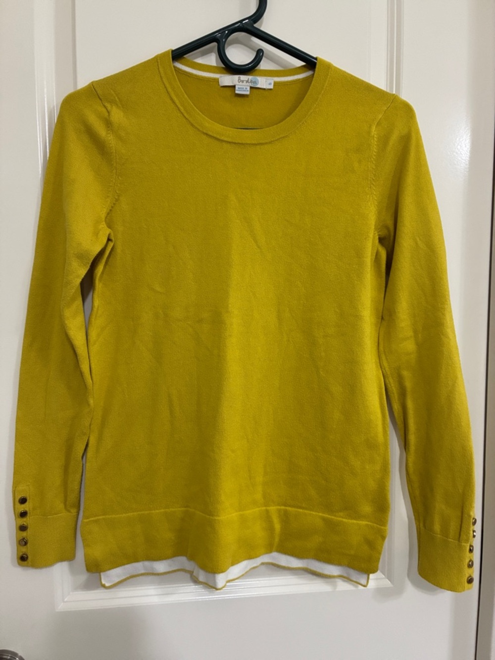 Boden Bright Mustard Long Sleeve Sweater with Button Cuffs